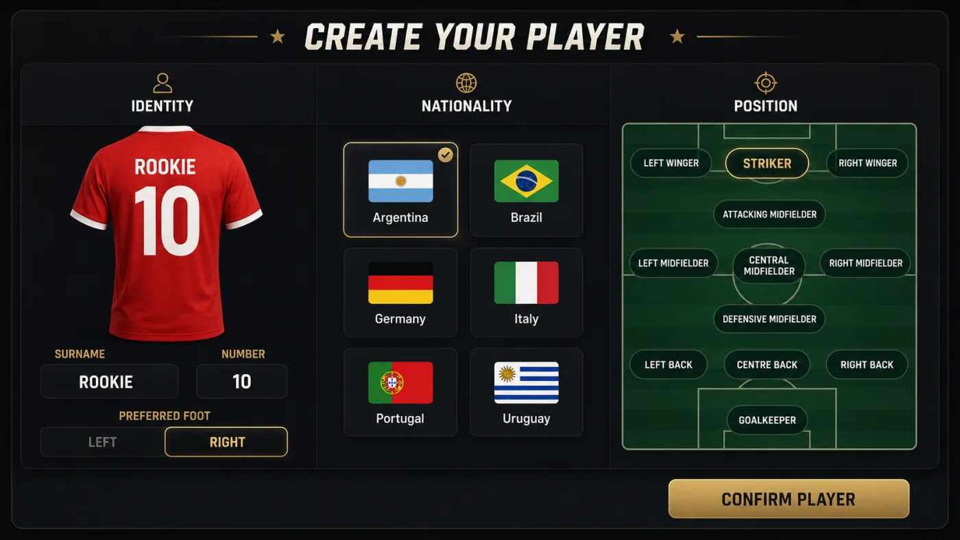 Guide illustration of the Copero player creation stage